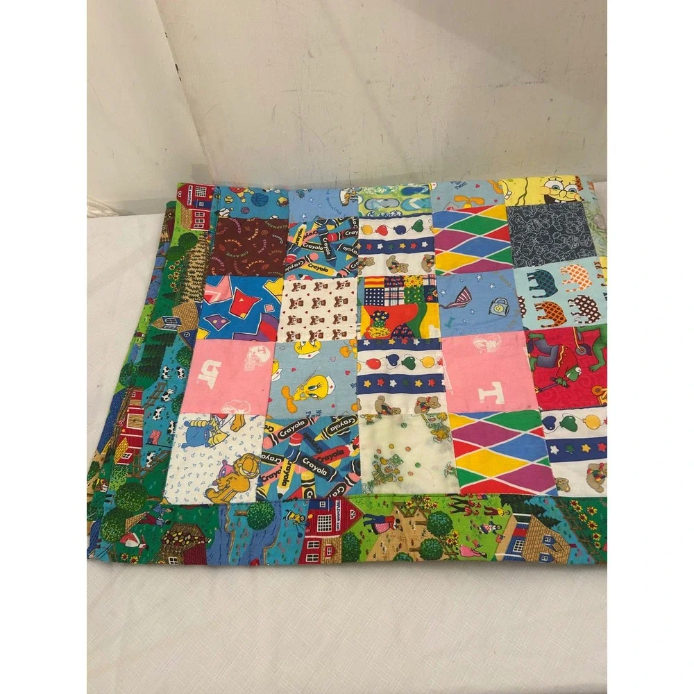 Patchwork Quilt 34x46 Multi Character SpongeBob Garfield Kids